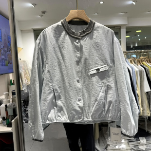 正品 香水女孩221 女外套欧货春装 短装 撞色圆领单排扣按扣休闲薄款