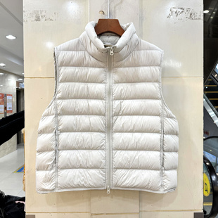 8003 口排骨条休闲短羽绒马甲外套 欧洲站冬2025双拉链立领抽绳袖