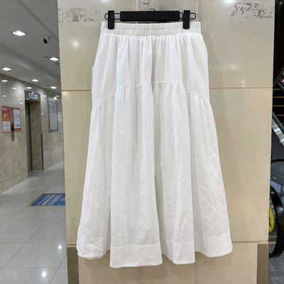 33-8982松紧腰A字中长半身裙