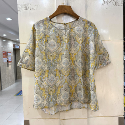 73172腰果花天丝衬衫上衣