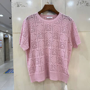 镂空花羊毛针织衫 上衣女 圆领短袖 时尚 26101 欧货春夏2026新款