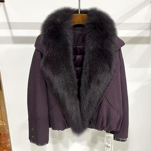 超大青稞狐狸毛领门禁毛短装 鹅绒羽绒派克服欧货冬 2506 QX265