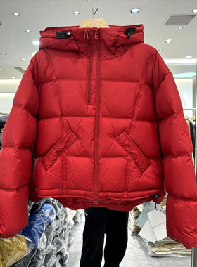 08250 欧货冬装2025新款时尚双拉链设计感休闲连帽小个短装羽绒服