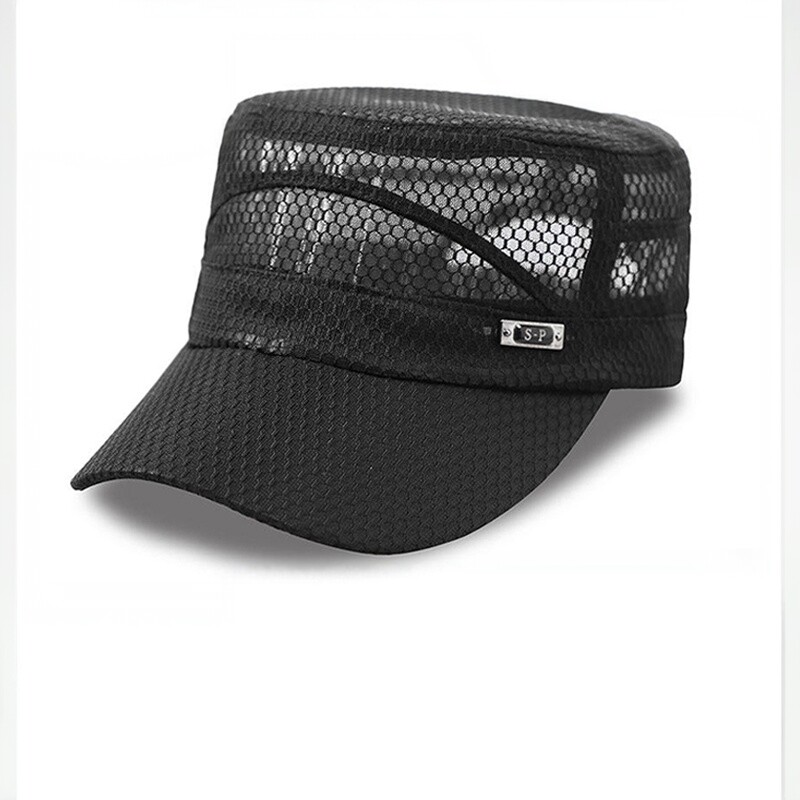 夏季平顶帽男潮鸭舌帽防晒网眼女太阳帽大头围户外钓鱼透气遮阳帽