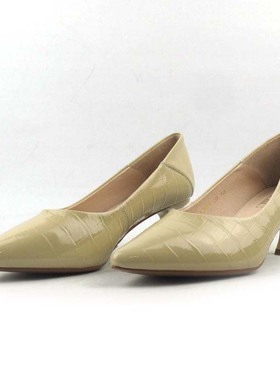 KUUKI高琪女鞋包邮新品通勤尖头高跟真皮牛漆皮套脚浅口单鞋55481