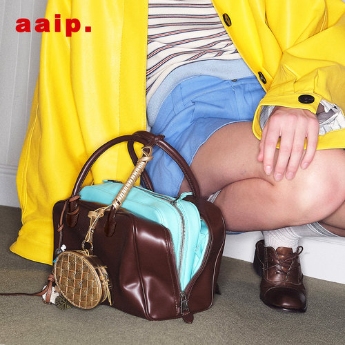 aaip撞色子母包斜挎波士顿包