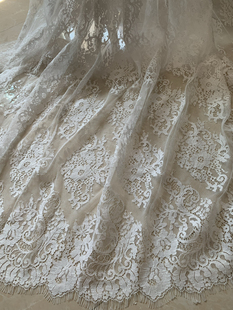 出口高含棉两边睫毛 蕾丝面料婚纱礼服打底衫连衣裙l 纯白色黑色