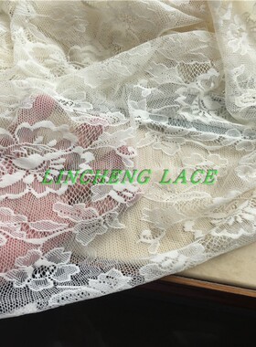 乳白色蕾丝 进口面料 柔软舒适 迷人雅气花朵 服装制衣布料