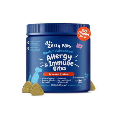 Zesty Paws-含益生元初鲑鱼油 老年犬专用防过敏免疫力增强软嚼片