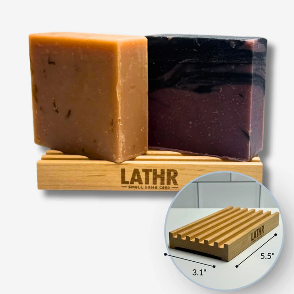 Lathr-XL Wood Soap Saver Dish100%天然雪松木制成防水防潮 皂碟