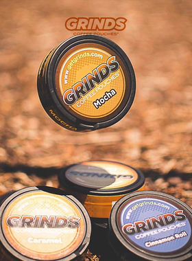 Grinds-焦糖冬青留兰香威士忌咖啡因控烟替代速溶咖啡口含咖啡包
