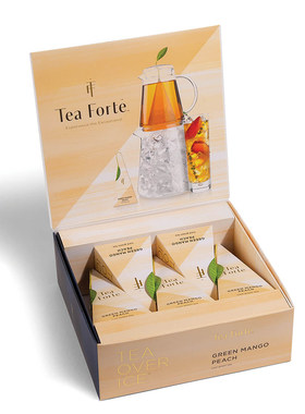 Tea Forte-绿芒果桃子薄荷优质有机含咖啡因绿冰茶金字塔浸泡茶包