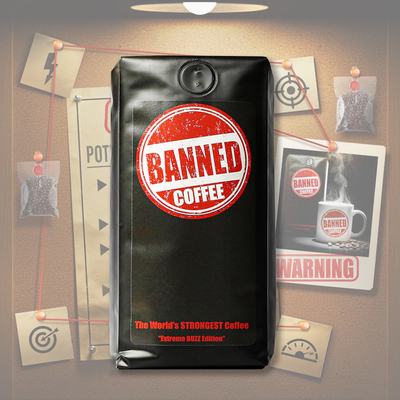 Banned Coffee-浓郁中度至深度烘焙阿拉比卡和罗布斯塔能量咖啡豆