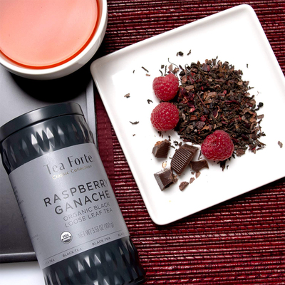 Tea Forte-浓郁可可多汁覆盆子含咖啡因红茶罐装优质有机散茶叶