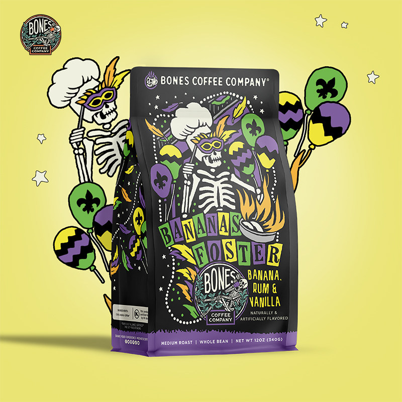 Bones Coffee-白骨咖啡 香蕉甜点蛋糕风味 中度烘焙咖啡豆 340g