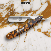 德国杜沃 Barbarossa DOVO 圆首碳钢直刃剃须理发刀仿玳瑁柄