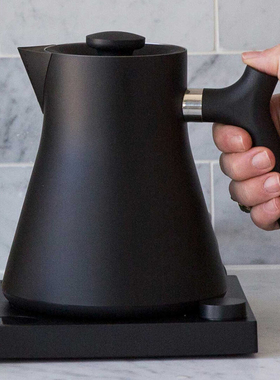 Fellow-轻松泡茶咖啡巧克力热饮黑胡桃木装饰哑光黑色电热水壶