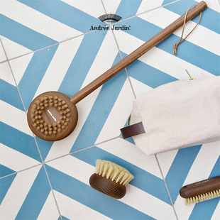 法国 长柄猪鬃毛干刷身体按摩洗澡搓背双面沐浴刷 Jardin Andrée