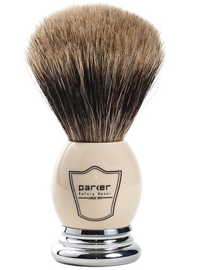 Parker-美国帕克 WHPB 优质獾毛 白色镀铬手柄 剃须刷含刷架