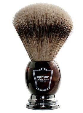 Parker-美国帕克 HHST 银尖灰獾鬓毛 仿牛角手柄 剃须刷含刷架
