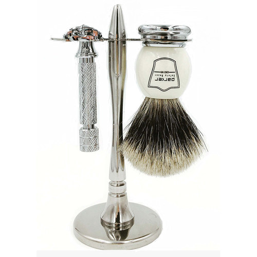 Parker-美国帕克 87R 短柄 梳开双刃剃刀 优质獾毛刷 剃须三件套