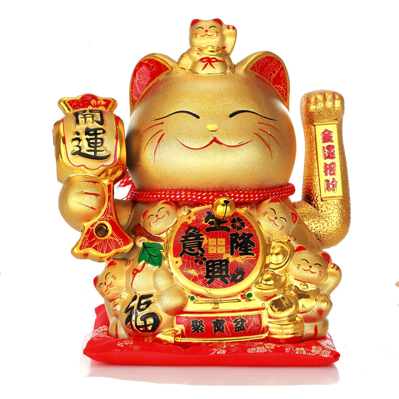金色电动摇手招财猫精美摆件