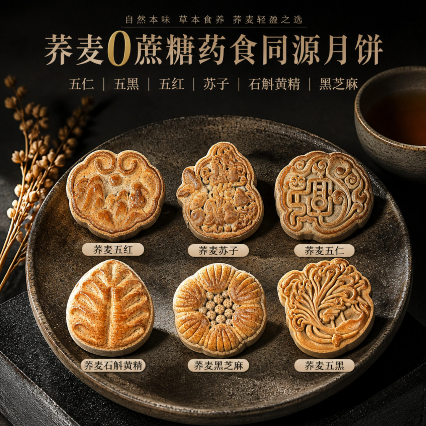 清真荞麦0蔗糖月饼中秋正宗传统