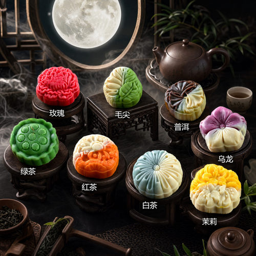 中秋月饼礼盒桃山皮荞麦中式糕点
