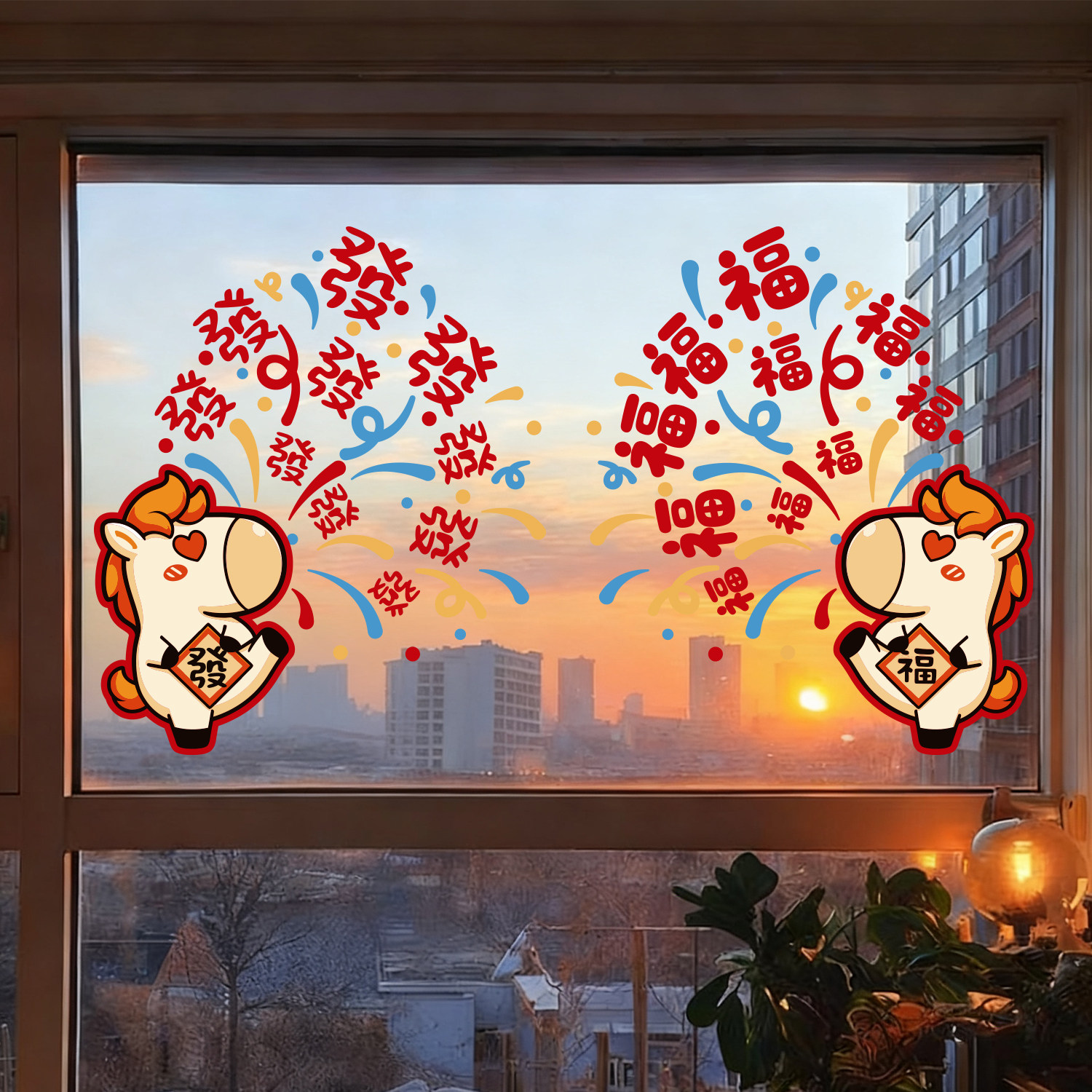 2026年马年快乐装饰窗贴玻璃贴纸静电贴新年店内氛围布置橱窗贴画,节庆用品/礼品,福字/窗花/窗贴,淘宝优惠券,粉丝福利购,淘宝优惠卷