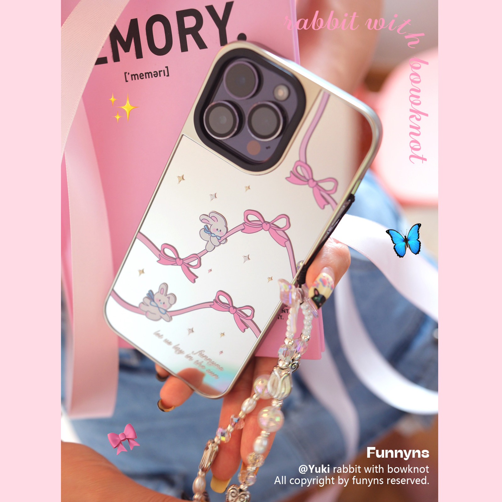 镜面蝴蝶结兔子iPhone手机壳