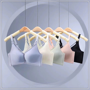 无钢圈前交叉美胸文胸内衣女夏天薄杯AB通杯性感蕾丝柔软舒适透气