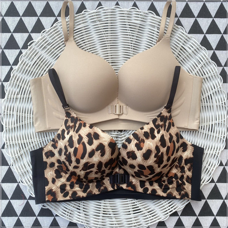 舒适内衣女前扣式聚拢上薄下厚文胸性感豹纹深V小胸变大胸罩厚杯,女士内衣/男士内衣/家居服,文胸,淘宝优惠券,粉丝福利购,淘宝优惠卷