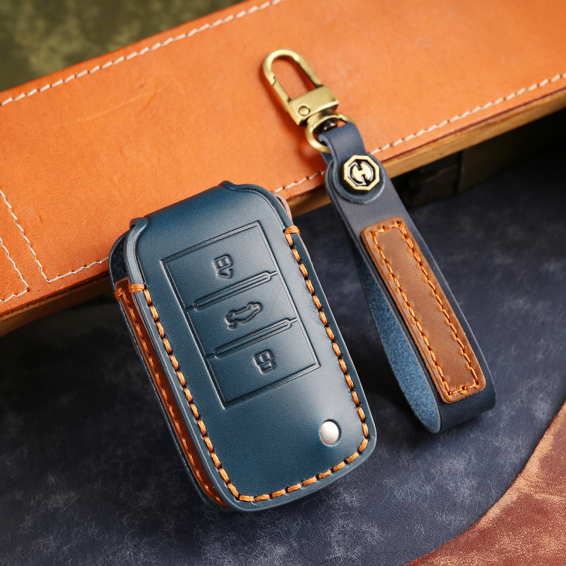 手工真皮保护荣威名爵车钥匙套