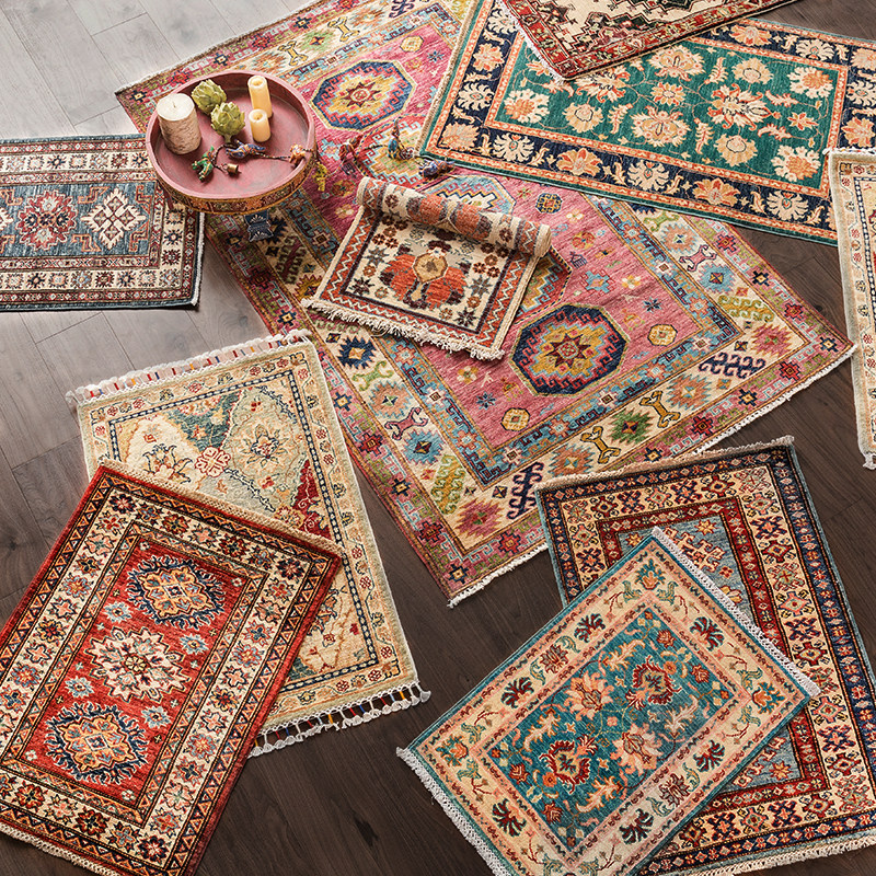 阿富汗进口手工打结羊毛美式复古民族风床边玄关墙面挂毯地垫门垫,居家布艺,地毯,淘宝优惠券,粉丝福利购,淘宝优惠卷