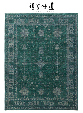 阿富汗进口 蓝色地毯客厅羊毛手工编织美式复古波斯民族风高级感