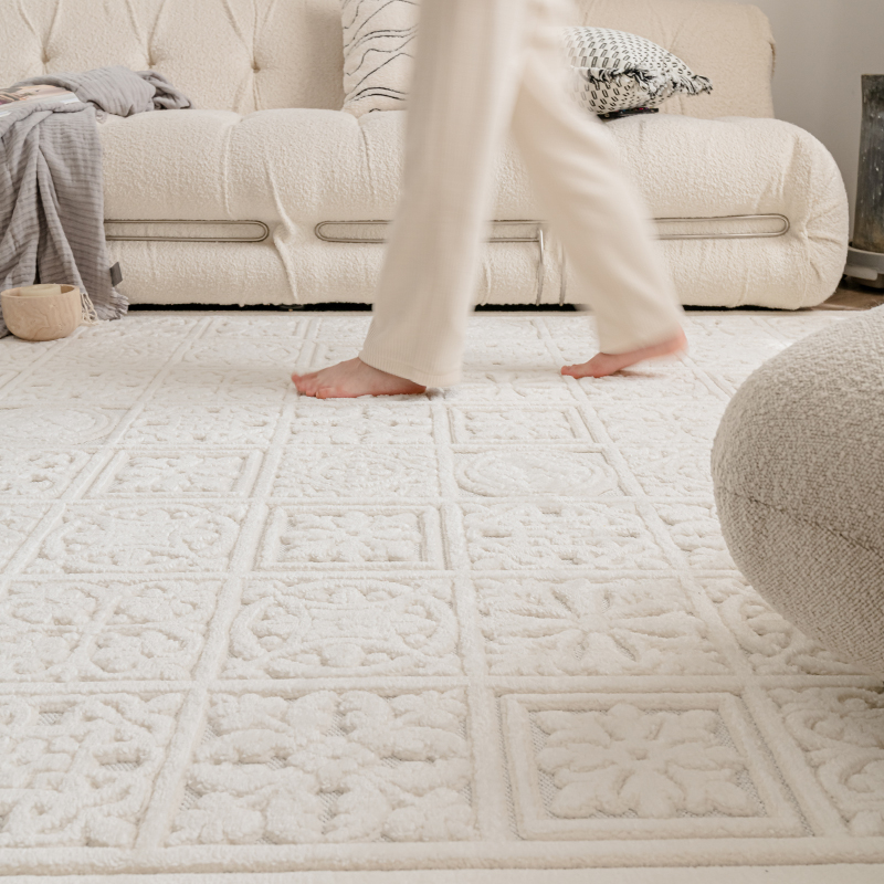 法式奶油风抗菌无胶隔音客厅地毯