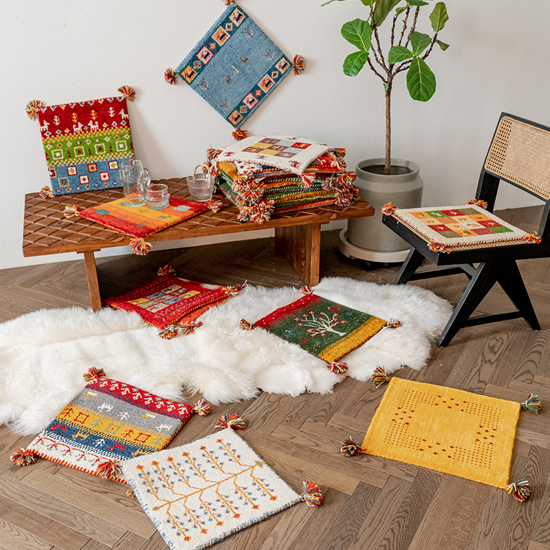 视觉味道无胶Gabbeh印度进口手工羊毛小地毯可爱沙发椅垫创意脚垫,居家布艺,家用脚垫,淘宝优惠券,粉丝福利购,淘宝优惠卷
