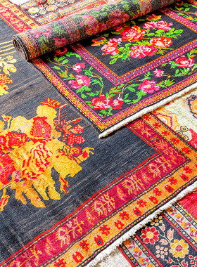 视觉味道Gara bagh古董波斯羊毛手工进口花卉民族风别墅收藏地毯