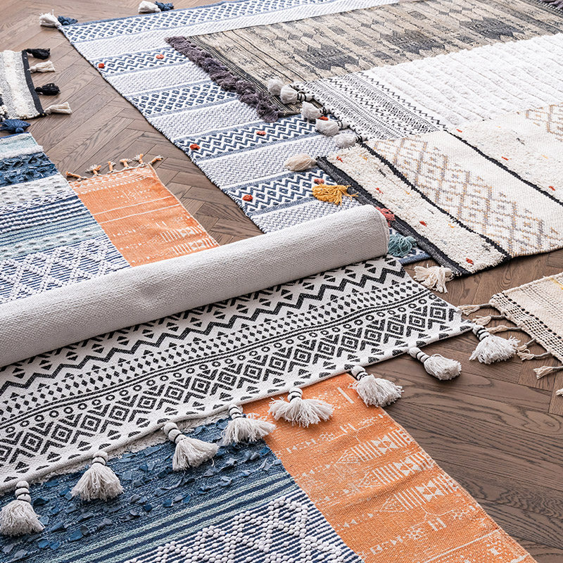 视觉味道 进口棉地毯手工编织北欧简约茶几地毯柔软卧室床边地垫,居家布艺,地毯,淘宝优惠券,粉丝福利购,淘宝优惠卷