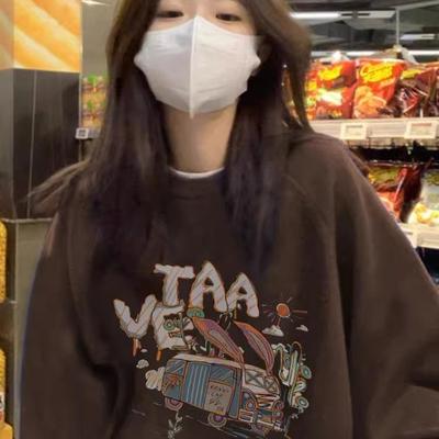 加绒加厚圆领卫衣设计感纯棉宽松