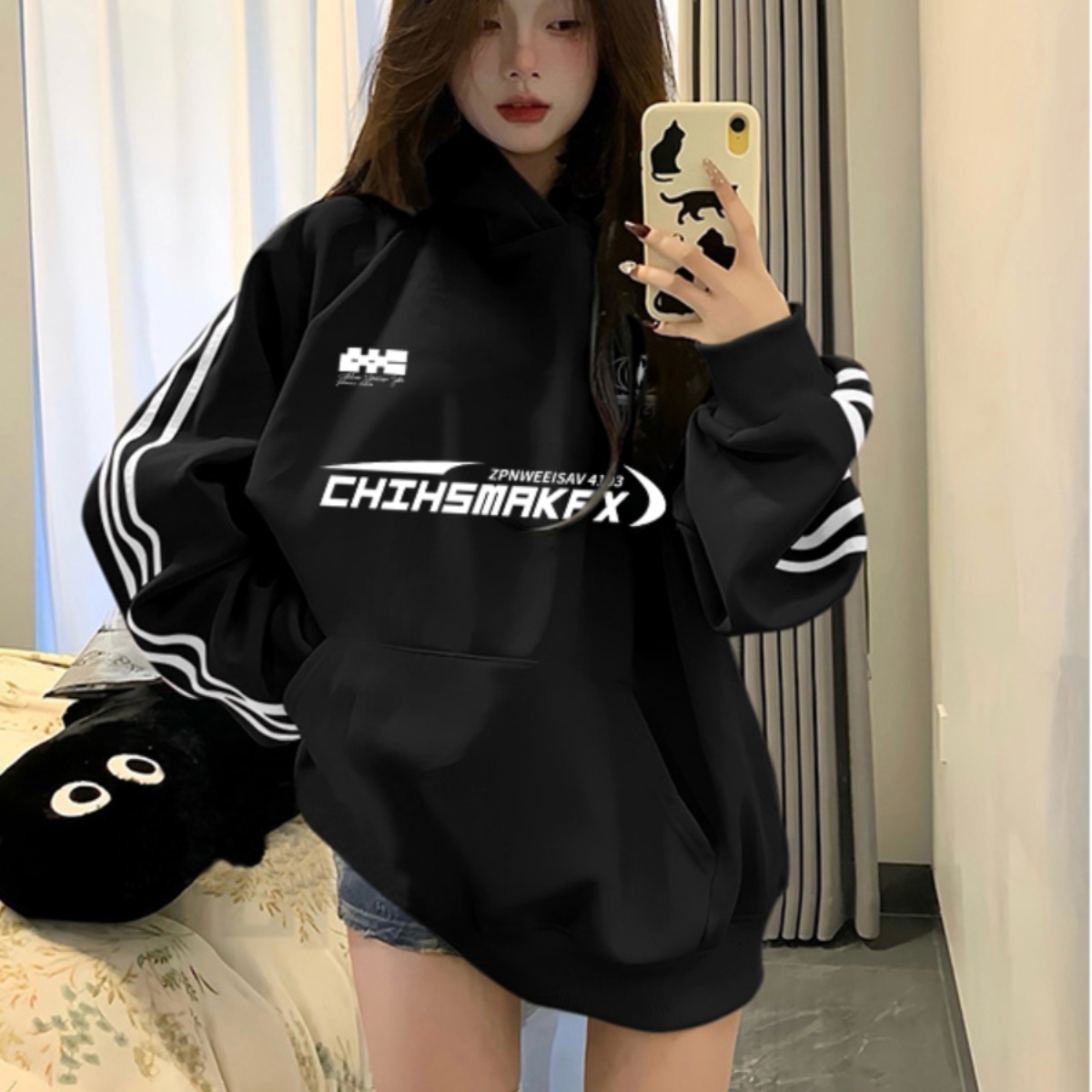 【重磅纯棉】春秋美式连帽卫衣女