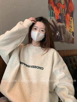 加绒加厚宽松纯棉美式卫衣