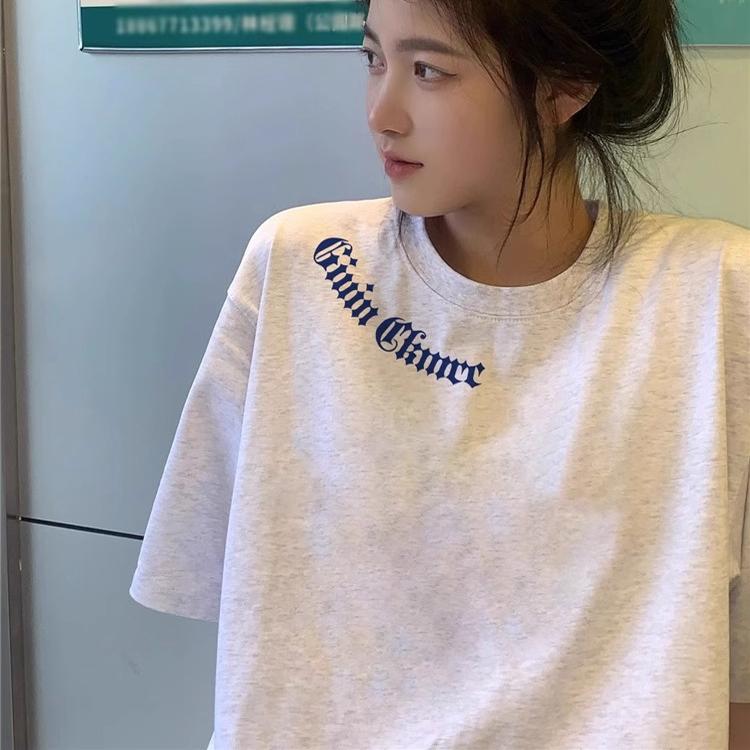 短袖设计感小众重磅印花纯棉男女