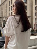 半袖 100%纯棉白色短袖 宽松美式 夏季 设计感小众上衣 t恤女2025新款
