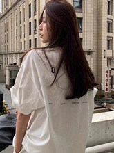 100%纯棉白色短袖t恤女2025新款夏季宽松美式半袖设计感小众上衣