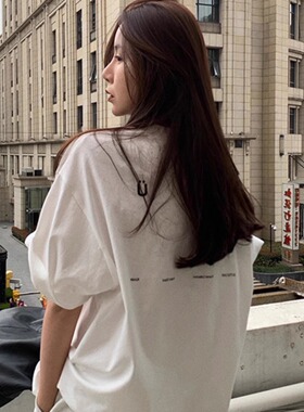 100%纯棉白色短袖t恤女2025新款夏季宽松美式半袖设计感小众上衣