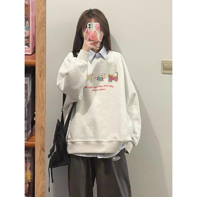 【重磅纯棉】春秋美式圆领卫衣女