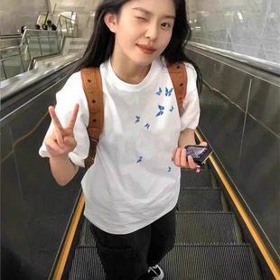 宽松半袖 白色纯棉短袖 美式 t恤女2025新款 设计感小众体恤上衣 夏季