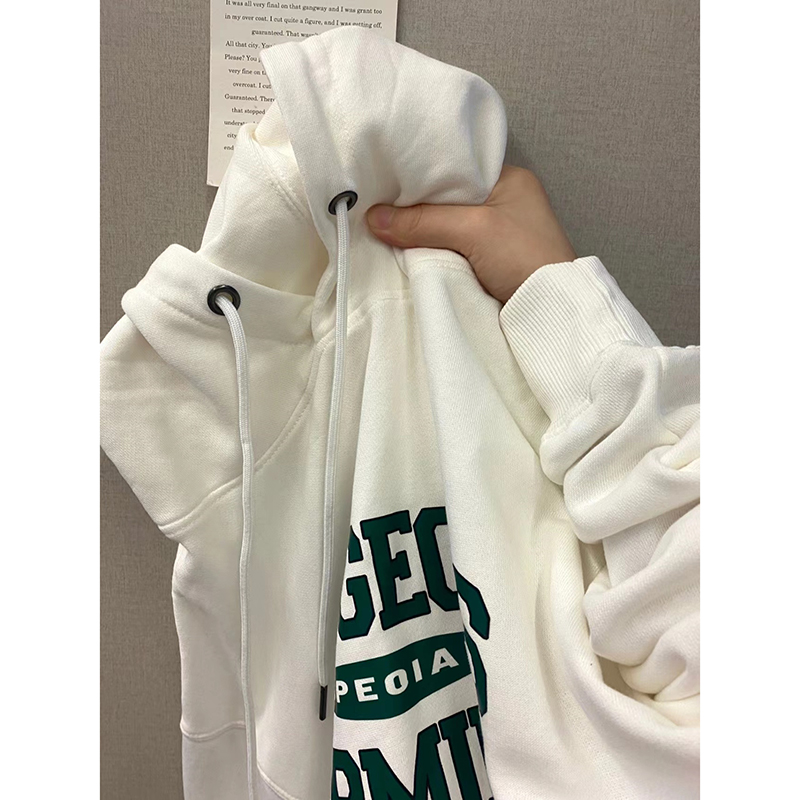 加绒加厚宽松纯棉美式连帽卫衣