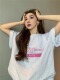 宽松设计感半袖 纯棉美式 新款 t恤女2025夏季 上衣 字母印花灰色短袖